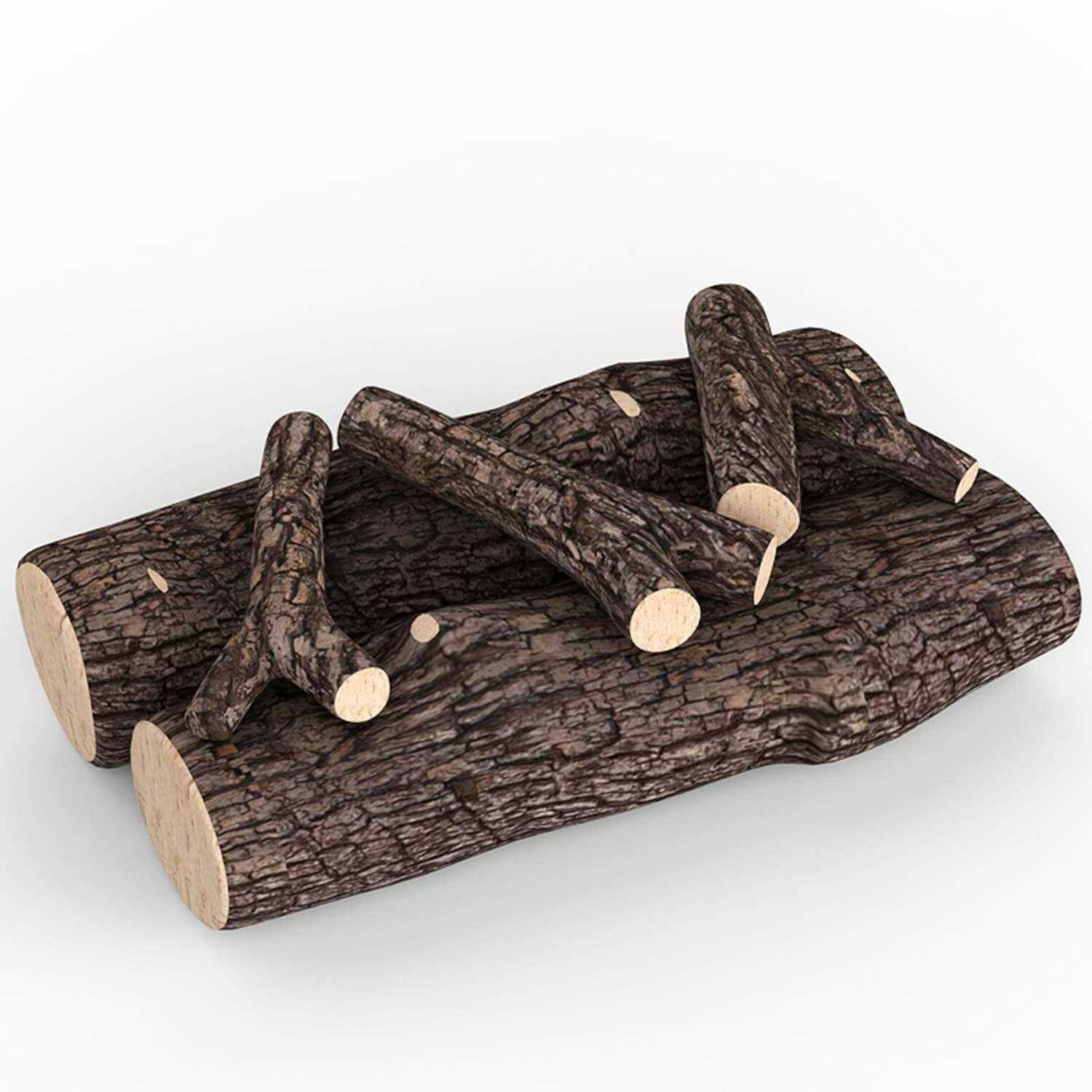Regal Flame 5 Piece 16 Ceramic Wood Gas Fireplace Logs Logs for All Types of Indoor