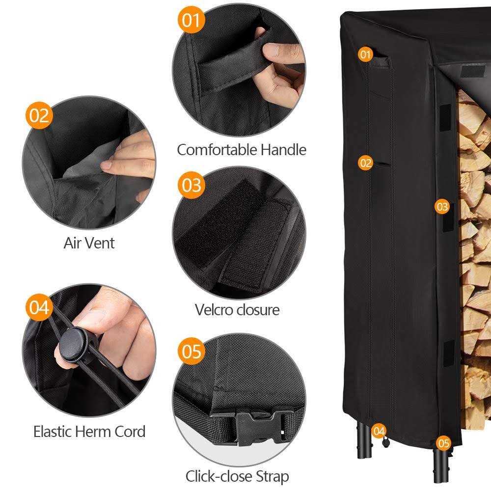 Amagabeli Garden Home 8ft Firewood Log Rack With Cover Combo Set Waterproof Outdoor Log Holder Fireplace Heavy Duty Wood Stacker Patio Pit Storage - Image 5