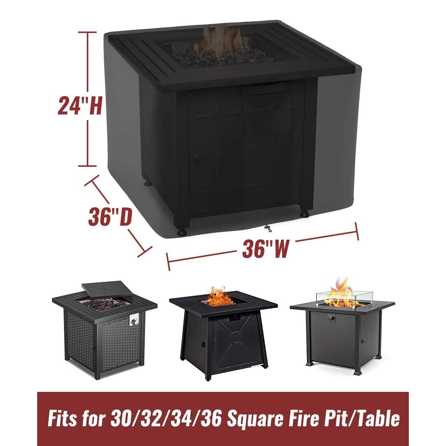 NUPICK Square Fire Pit Cover Propane Fire Pit Table - Image 2