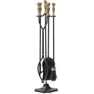 Amagabeli 5 Pieces Fireplace Tools Set Indoor Wrought Iron Fire Pit Tongs Holder