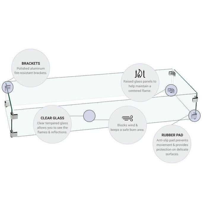 American Fireglass 30 x 6 Tempered Glass Flame Guard for Linear Drop-In Fire Pit Pan FG-LCB-30 - Image 3