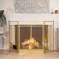 Barton 3-Panel Fireplace Screen Doors 4-Pieces Fireplace