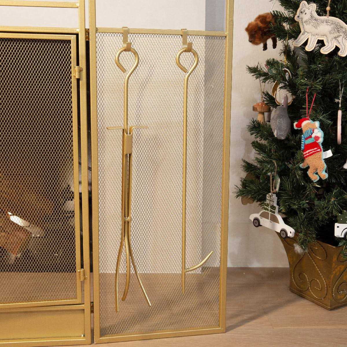 Barton 3-Panel Fireplace Screen Doors 4-Pieces Fireplace - Image 3