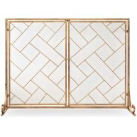 Best Choice Products 44x33in 2-Panel Handcrafted Wrought Iron Decorative Geometric Fireplace Screen w/ Magnetic Doors