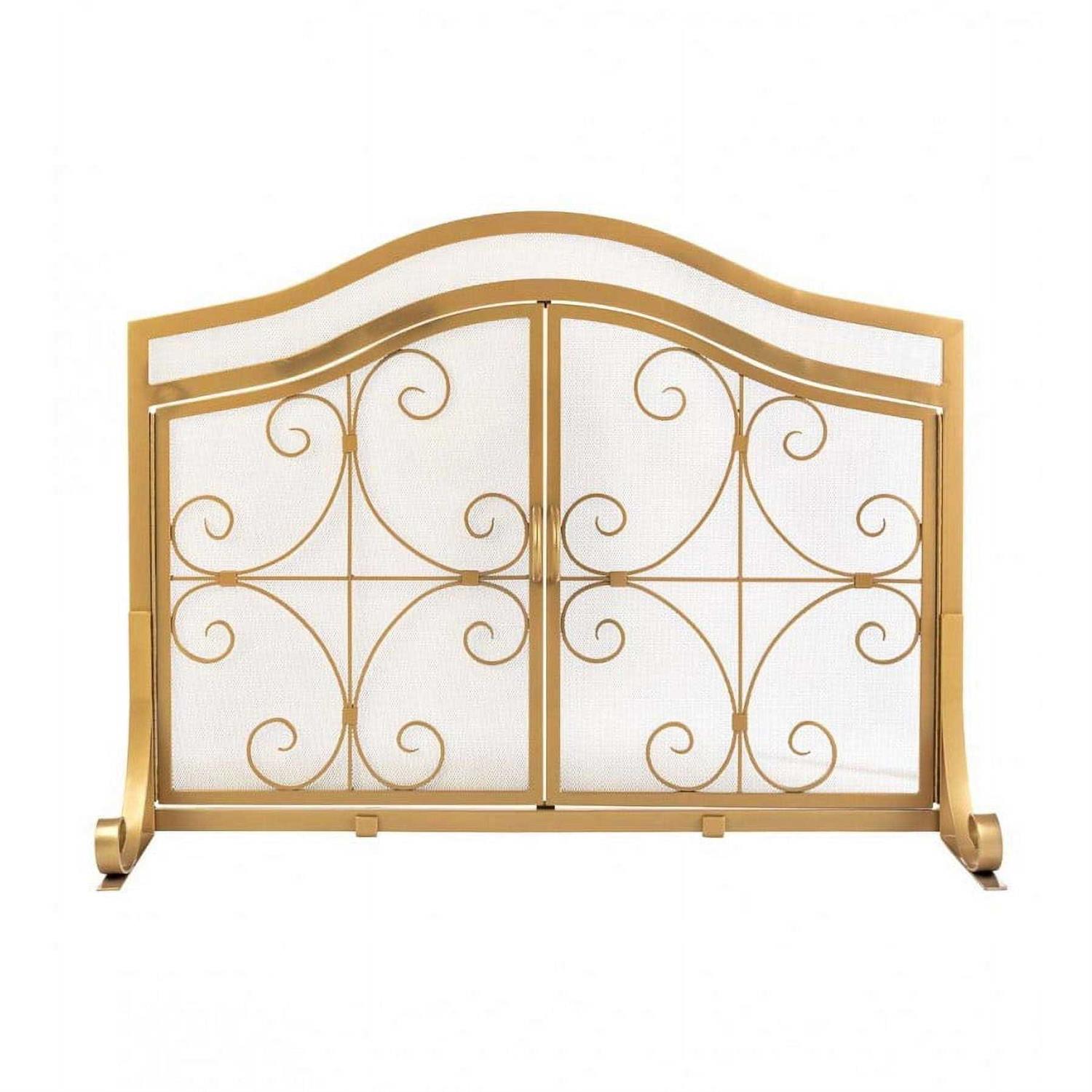 Plow & Hearth Small Crest Fireplace Screen with Doors