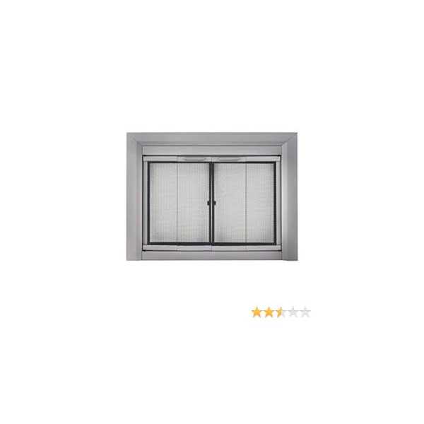 Pleasant Hearth Clairmont Small Skyline Nickel Glass Fireplace Doors - Image 2