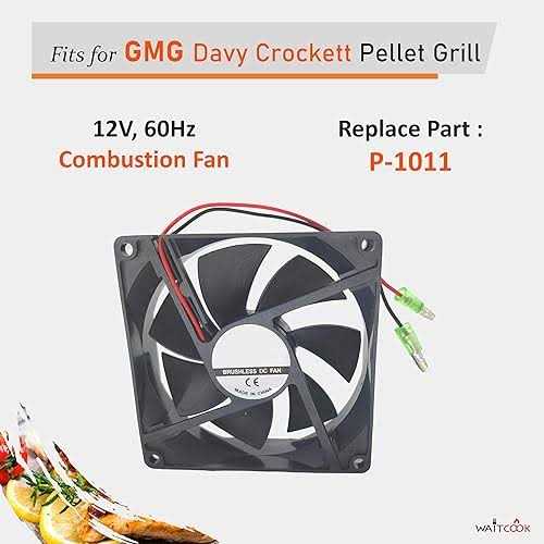 12V Combustion Fan Replacement Parts GMG P-1011 for Green Mountain Davy Crockett and Trek Wood Pellet Grill - Image 2