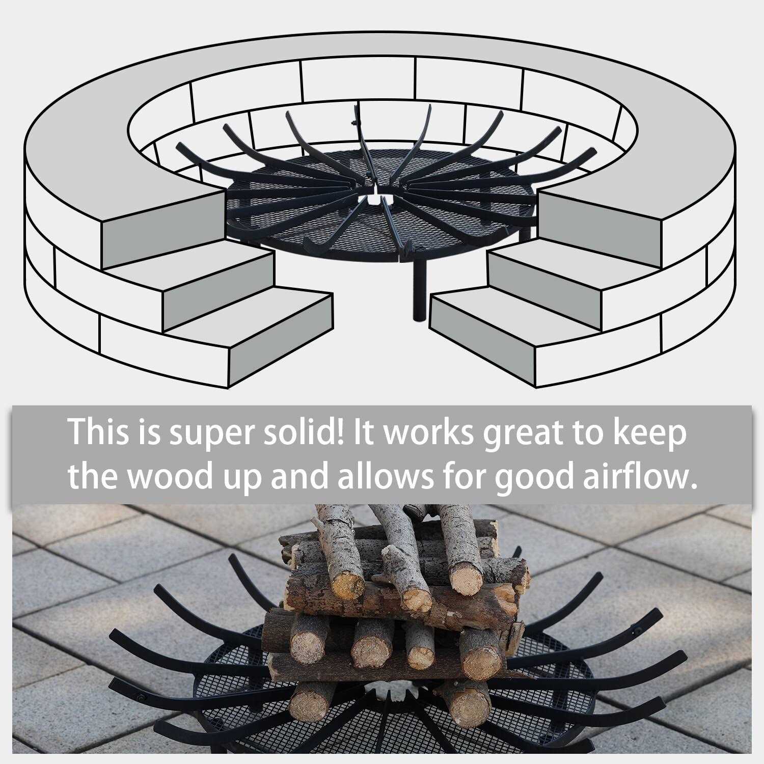 Aoodor Outdoor Fire Pit Grate Log Round Kindling Tools Round Tongs - Image 2