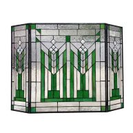 CHLOE Lighting Benjamin Mission 3pcs Folding Tiffany-glass Fireplace Screen 38 Wide
