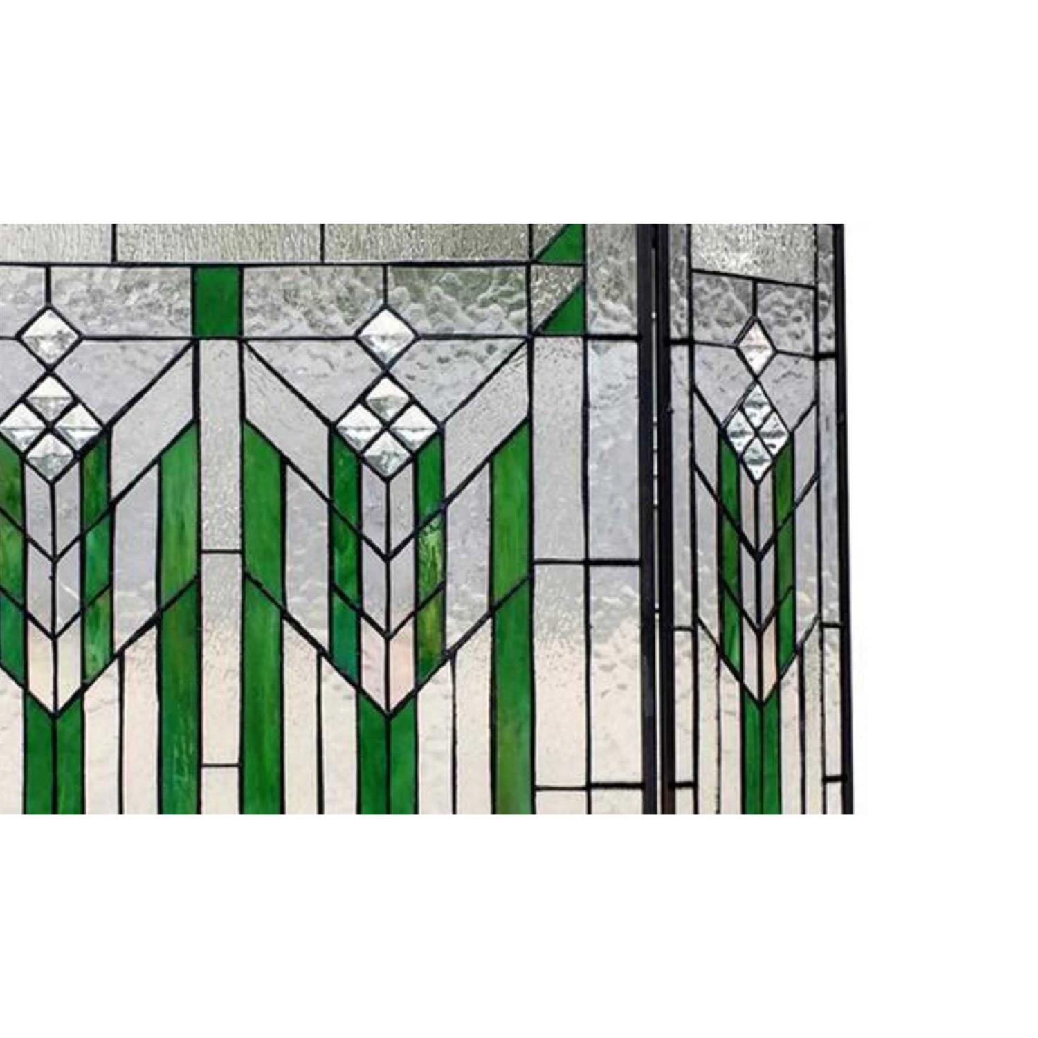 CHLOE Lighting Benjamin Mission 3pcs Folding Tiffany-glass Fireplace Screen 38 Wide - Image 2