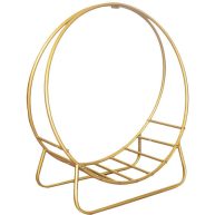 Barton 30 in. Heavy-Duty Log Hoop Firewood Rack Fireplace Wood Storage Holder Gold