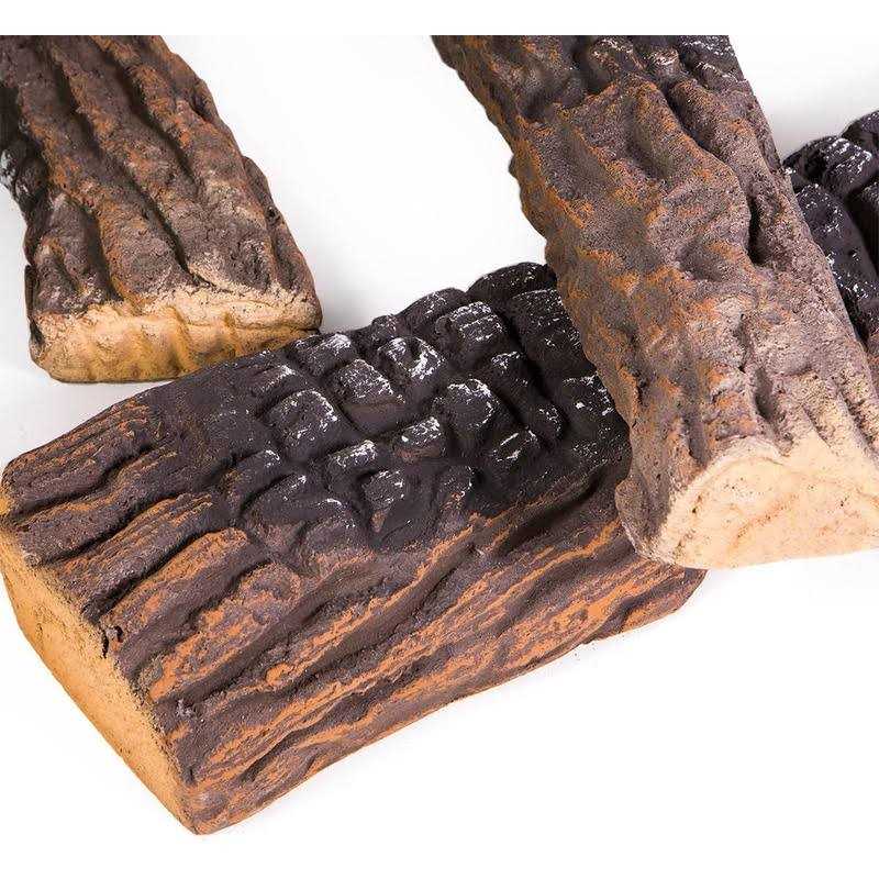 Barton 10Pc ceramic Logs Set Indoor Outdoor gas Vented Fireplace Realistic Fire Log - Image 2