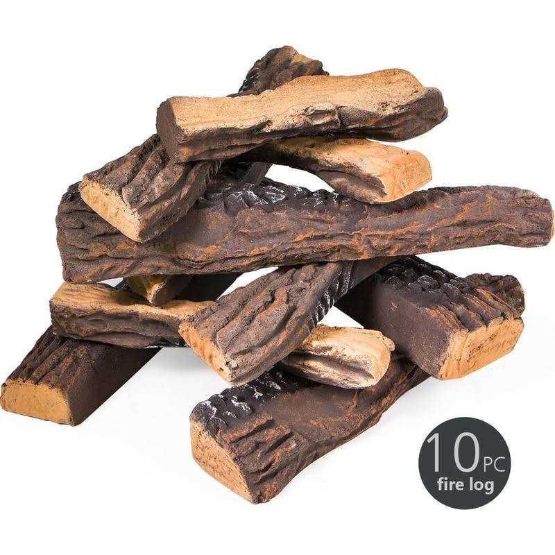 Barton 10Pc ceramic Logs Set Indoor Outdoor gas Vented Fireplace Realistic Fire Log - Image 4