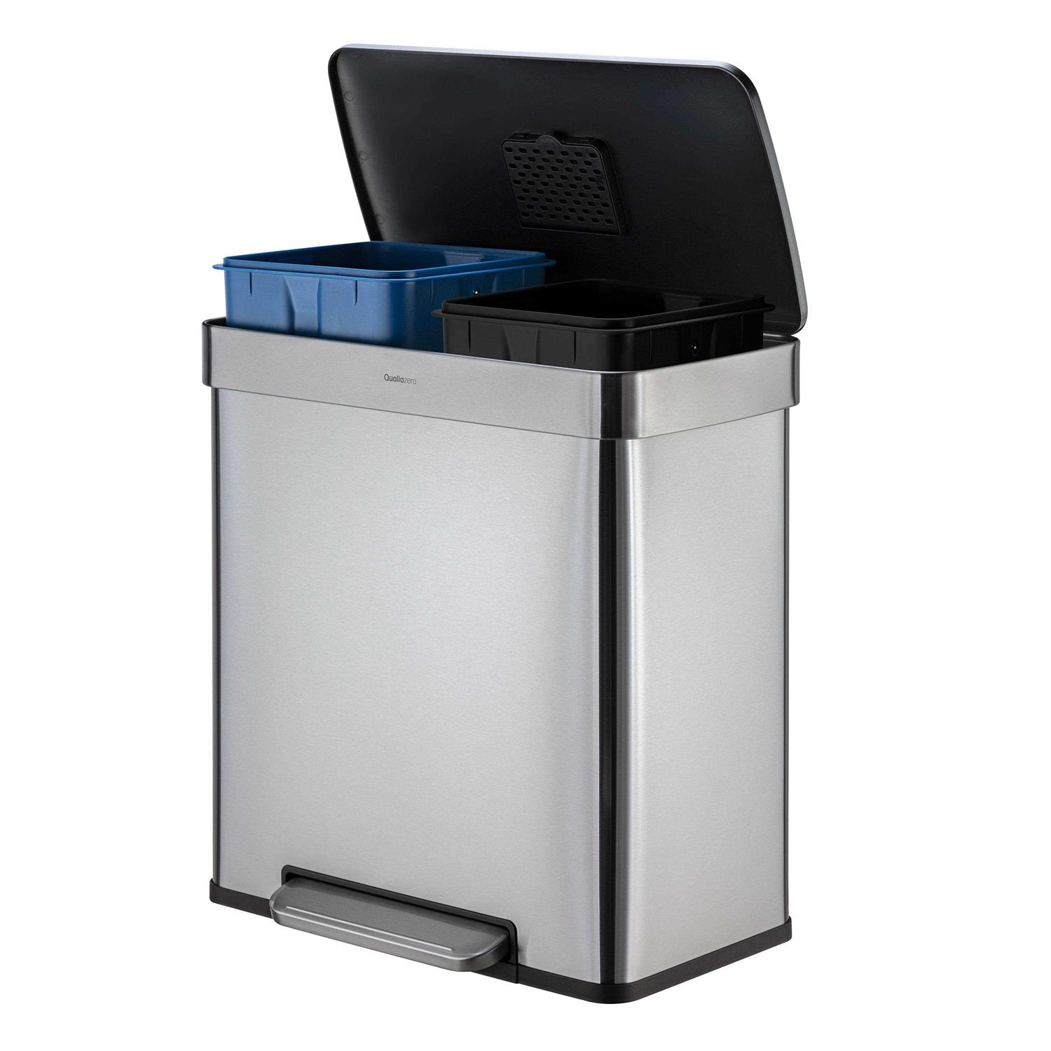Qualiazero 16 Gallon Trash Can 8 Gallon Dual Compartment Step On Kitchen Trash Can