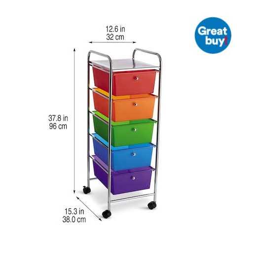 Recollections 5 Drawer Rolling Cart - Image 2