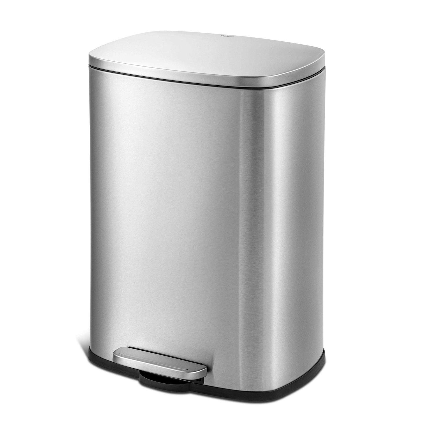 Qualiazero 13.2 Gal Stainless Steel Step On Kitchen Trash Can
