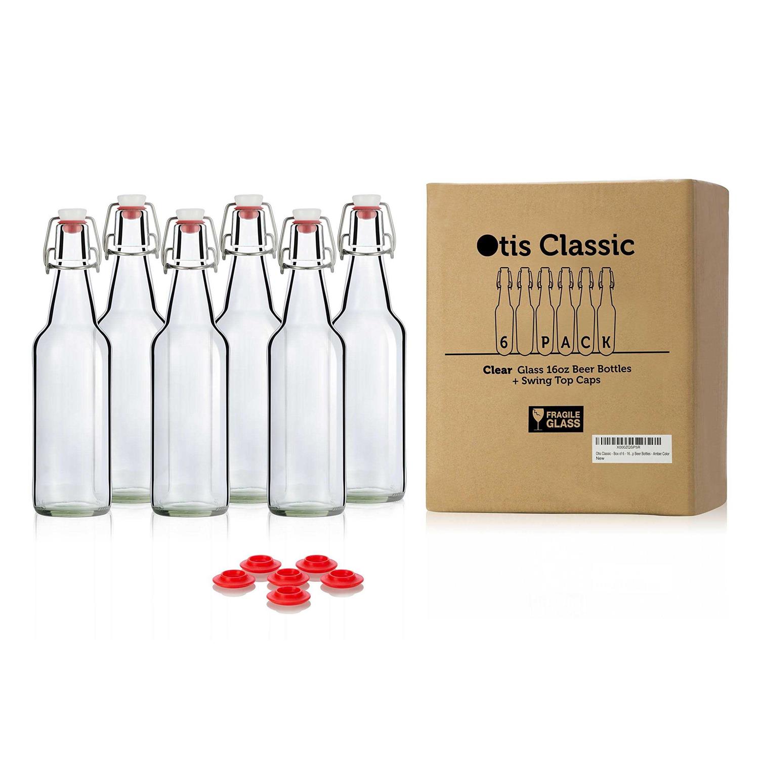 Otis Classic Swing Top Glass Bottles Set of 6 16oz w/Marker & Labels - Image 3