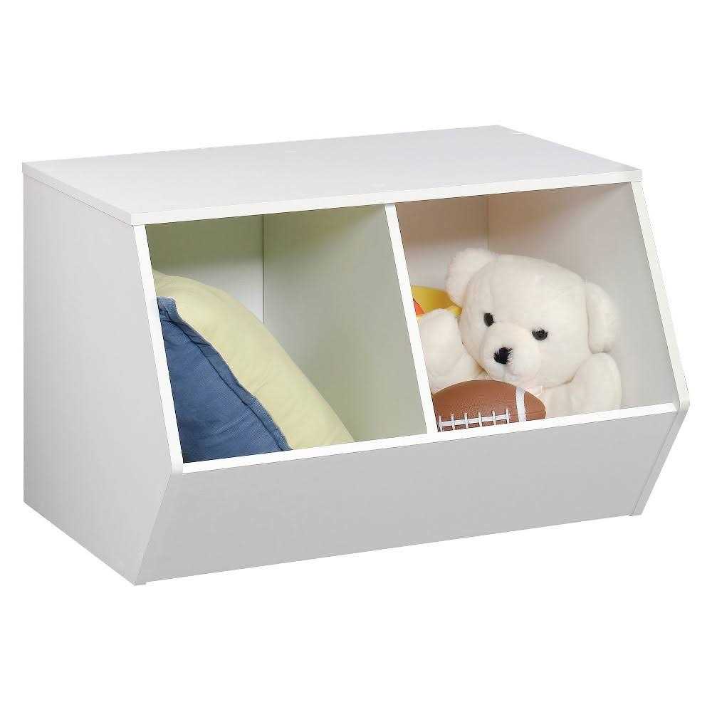 Pillowfort Open Box Stackable Laminate 2-Compartment Bin