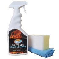 Quick N Brite Fireplace Glass Cleaner with Cloth, Sponge, and Spray