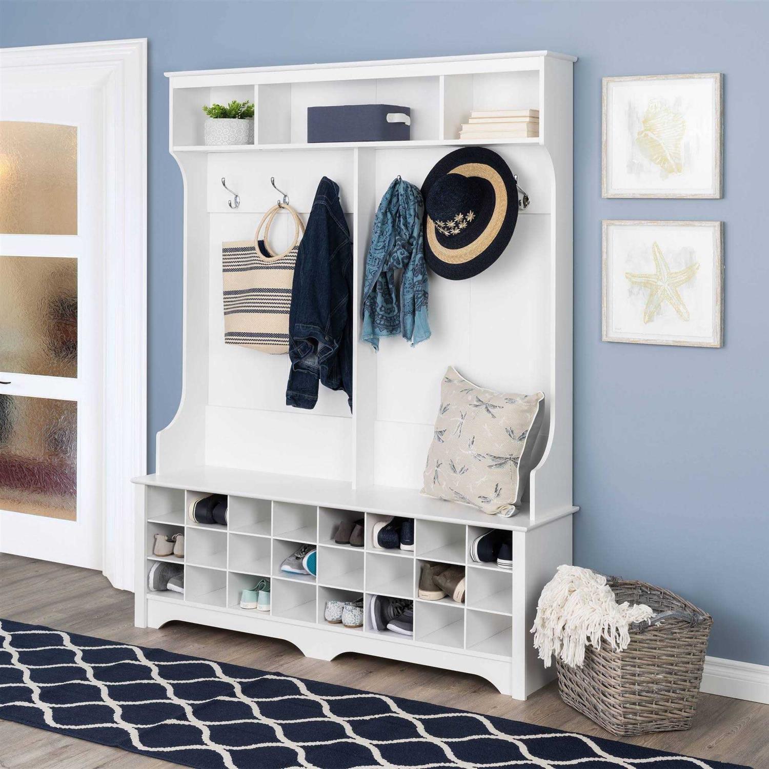 Prepac 60 Wide Hall Tree with 24 Shoe Cubbies