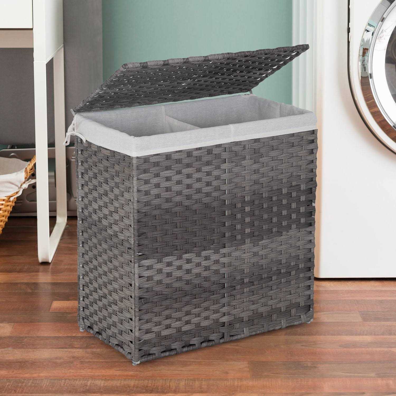 Paylesshere Laundry Basket Handwoven Laundry Hamper 90L/110L Foldable Rattan Laundry Hamper With Lid,2 Removable Liner Bags & 6 Laundry Bags,Clothes - Image 4