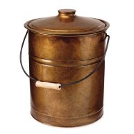 Plow & Hearth Deluxe Galvanized Ash Bucket with Handle, Lid and Double-Layer Bottom