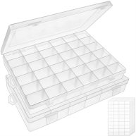 Outuxed 36 Grids Clear Plastic Organizer Box with Adjustable Dividers