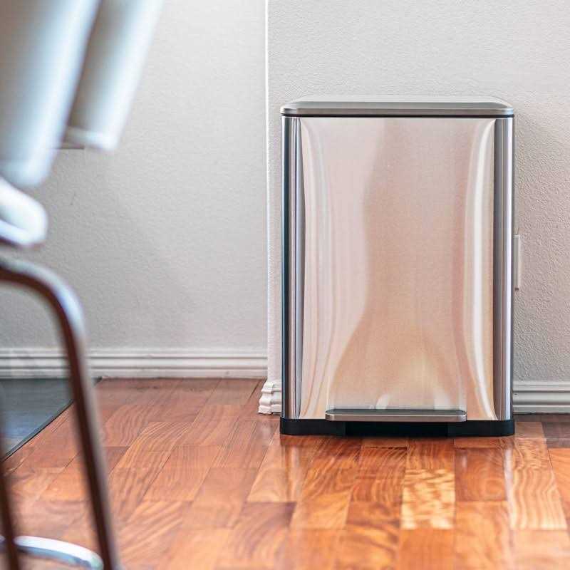 13 Gallon Stainless Steel Dual Kitchen Trash Can Home Zone Living - Image 3