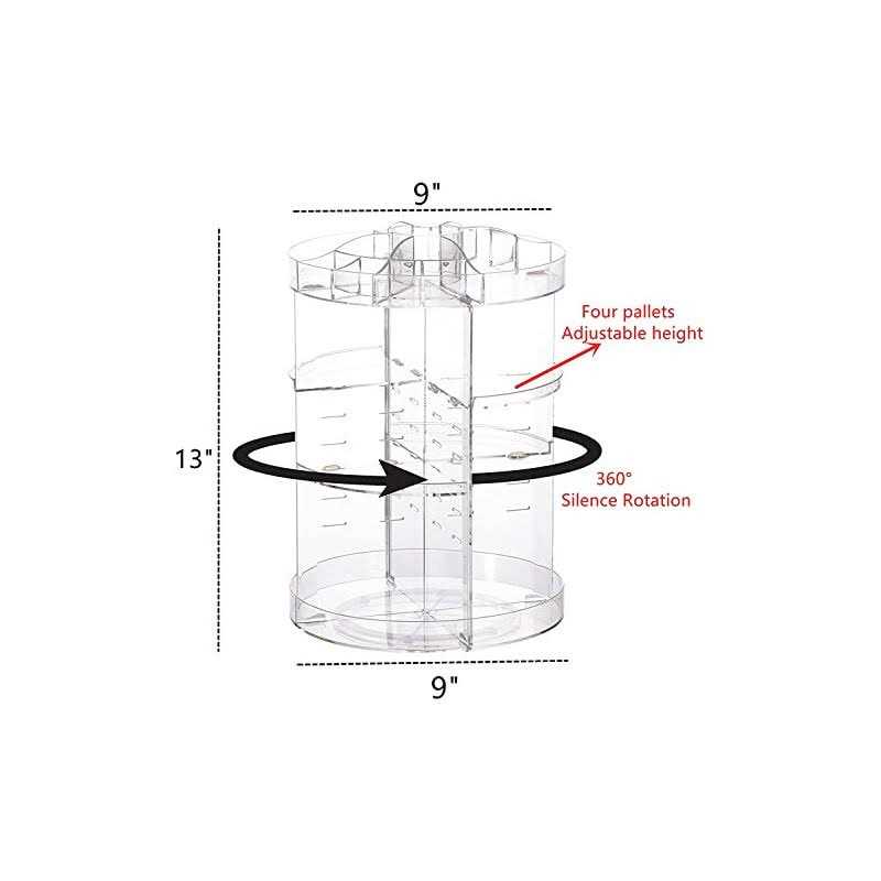 360 Rotating Makeup Organizer,Clear Adjustable Spinning Holder for Bathroom,Large Capacity Cosmetic Storage Display Box Vanity Shelf Countertop,Make - Image 3