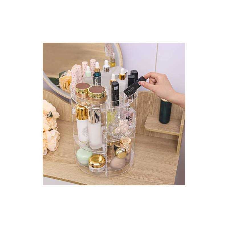 360 Rotating Makeup Organizer,Clear Adjustable Spinning Holder for Bathroom,Large Capacity Cosmetic Storage Display Box Vanity Shelf Countertop,Make - Image 4