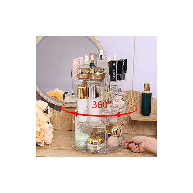 360 Rotating Makeup Organizer,Clear Adjustable Spinning Holder for Bathroom,Large Capacity Cosmetic Storage Display Box Vanity Shelf Countertop,Make - Image 5