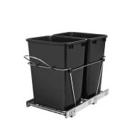 Rev-A-Shelf 35-Quart Plastic Soft Close Pull Out Trash Can in Black RV-18PSC-18-5