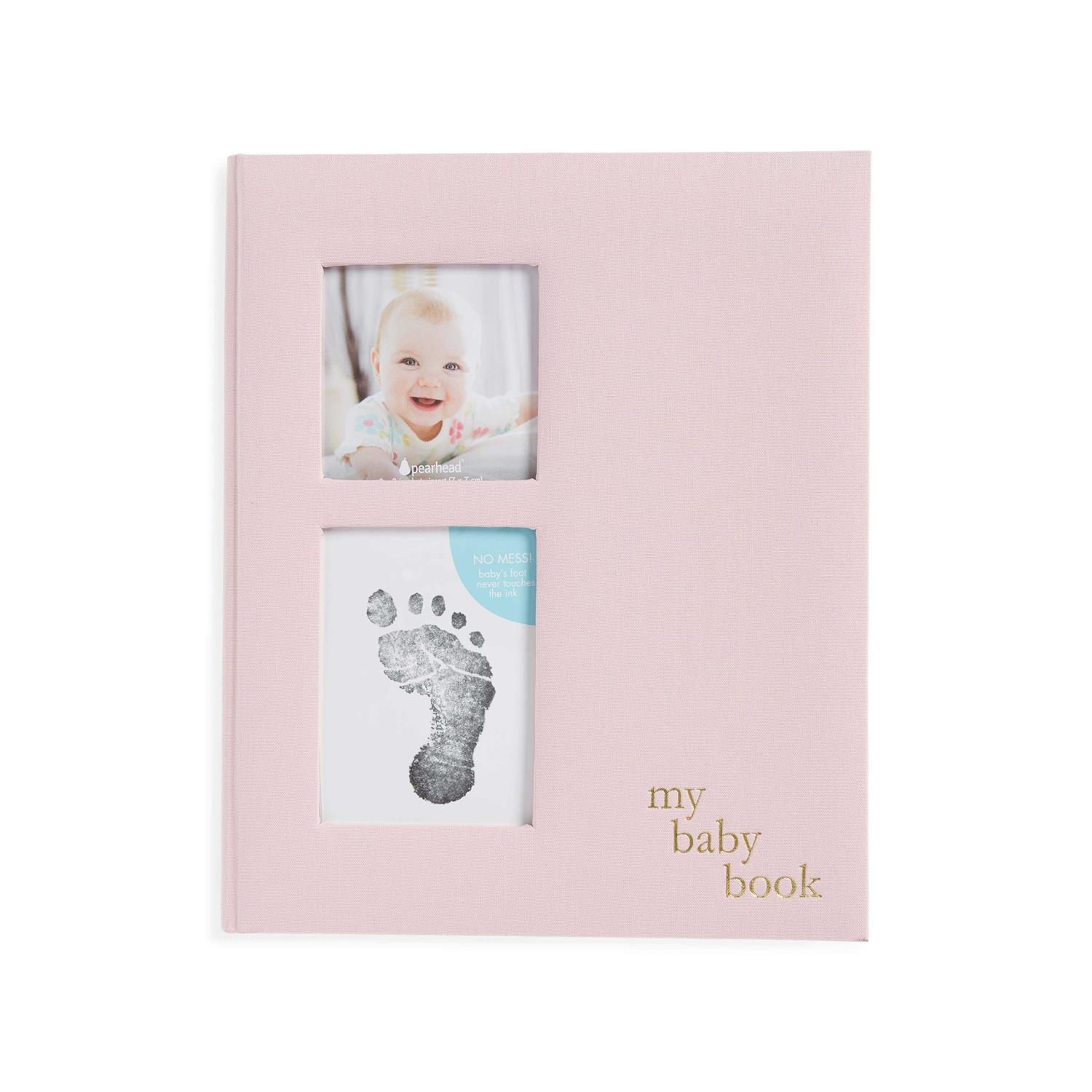 Pearhead Linen Baby Memory Book and Clean-Touch Ink Pad
