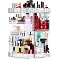 360 Rotating Makeup Organizer Large Capacity Cosmetics Organizer Beauty Organizer Clear Cosmetic Storage Display Case with 8 Layers and Detachable