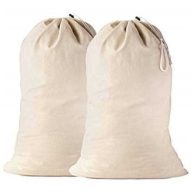 QUBA LINEN 2 pack extra large natural cotton laundry Bag heavy duty large laundry bags 24 x 36 inch xl drawstring travel organizer b