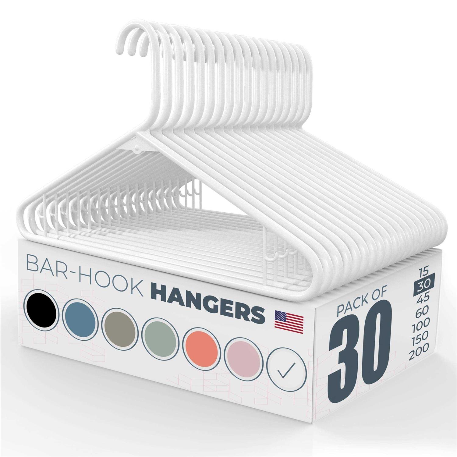 Neaties 30pk Made in USA Strong Plastic Clothes Hangers Bulk 20 30 50 100 Pack Available