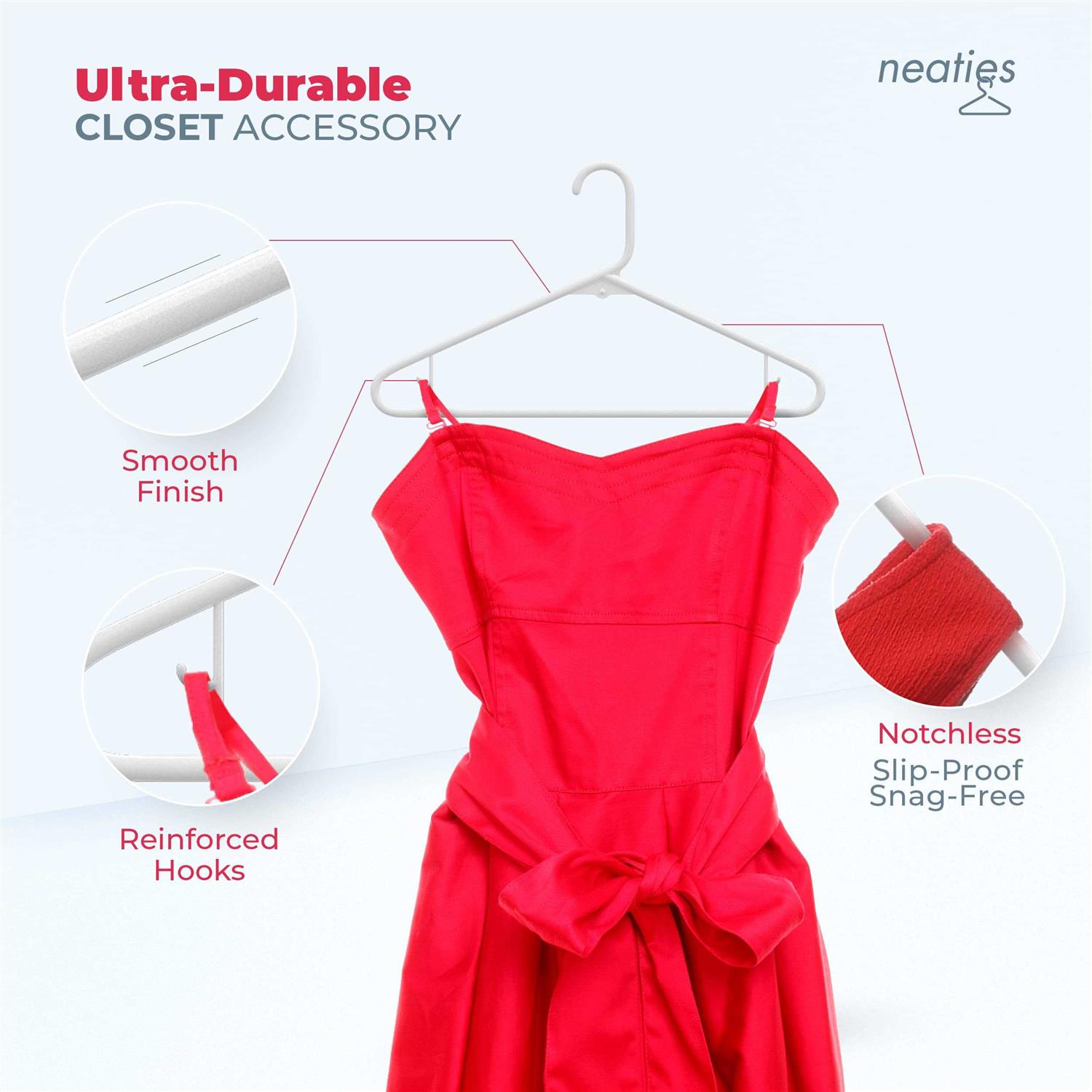 Neaties 30pk Made in USA Strong Plastic Clothes Hangers Bulk 20 30 50 100 Pack Available - Image 4