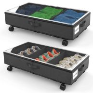 3rd Generation Under Bed Storage with Wheels 2-in-1 Underbed Storage Bins Containers Label Shoe Storage Organizer Drawer Bag Clear Window Solid