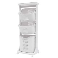 3 Layer Laundry Hamper Basket Sorter Wash Clothes Storage Organizer Rolling Cart