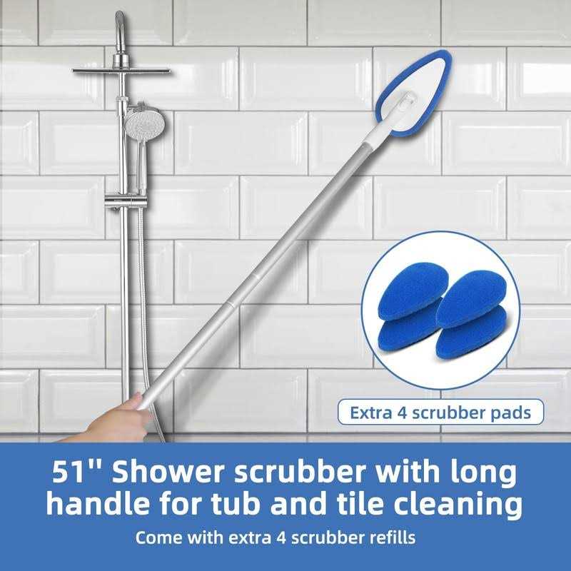Qaestfy Shower Bathtub Tub Tile Scrubber Cleaning Brush with 51&” Handle - Image 2