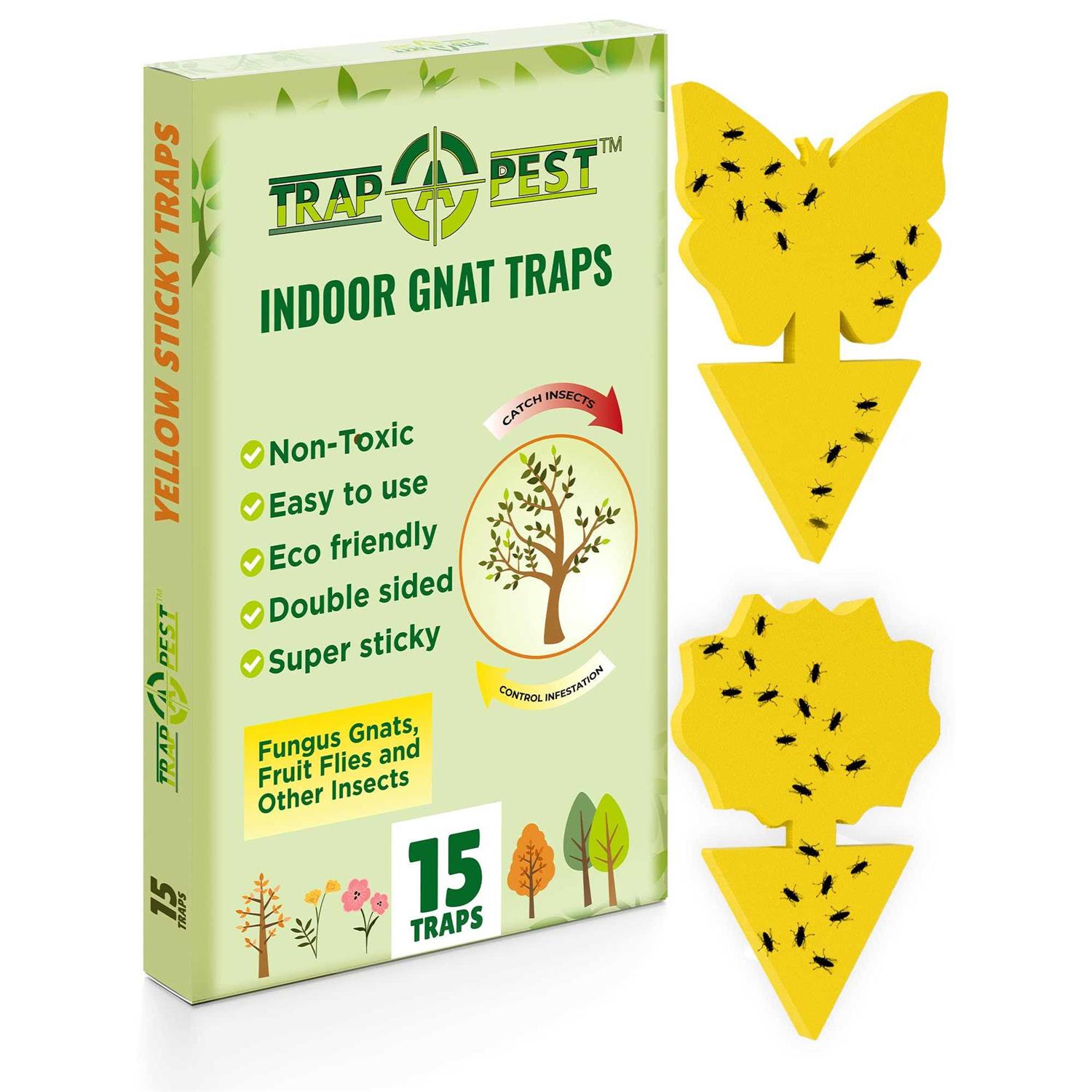 15 pcs Gnat Traps for House Indoor Fungus Gnat Sticky Traps for Plants