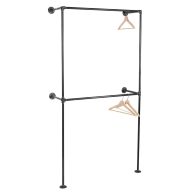 Pipe Decor 1/2 in. x 3.2 ft. L Black Pipe 2-Tier Wall Mounted Clothing Rack Kit