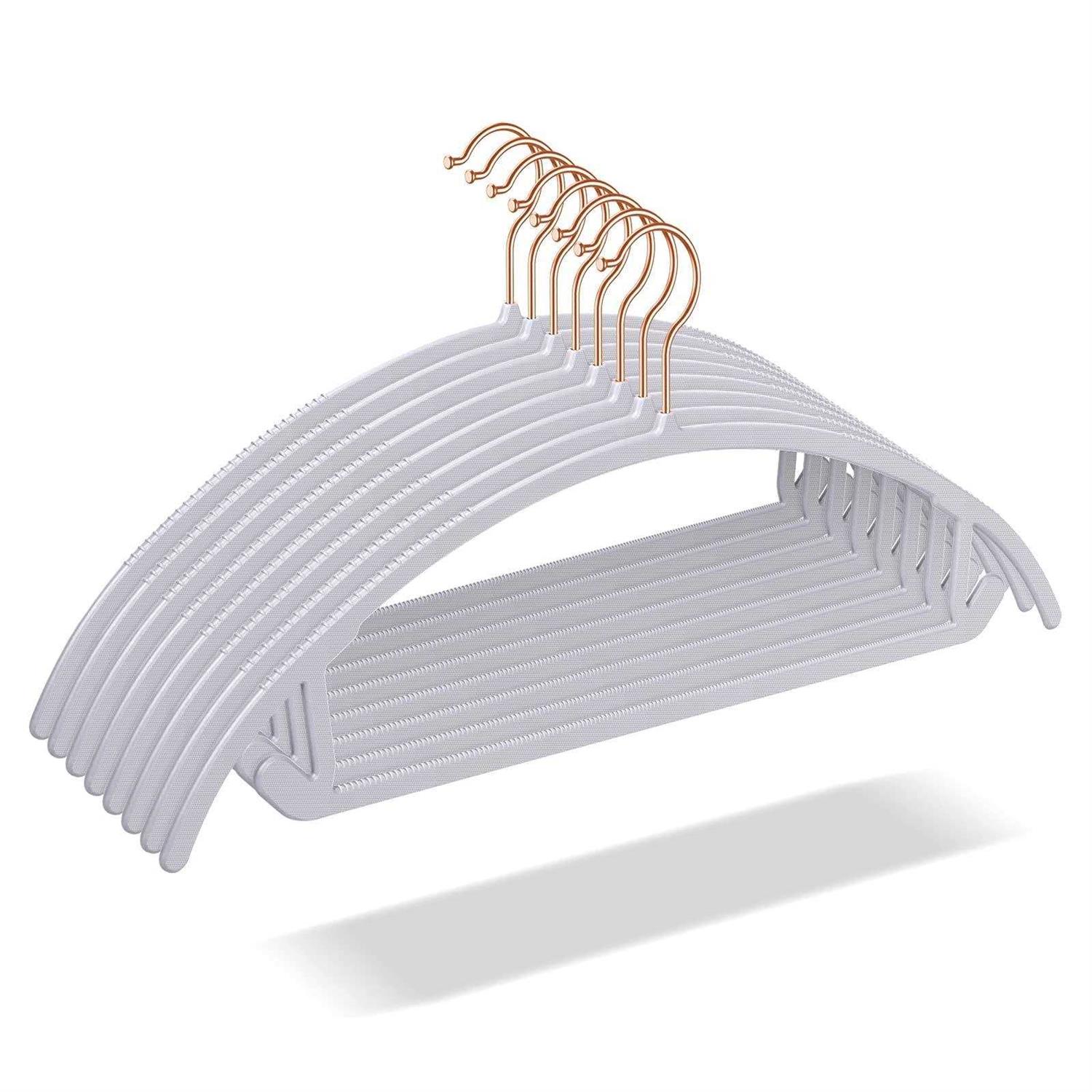 OIKA Hangers 50pack No Shoulder Bump Plastic Suit Hangers Rose Gold Hooks,Non Slip Space Saving Clothes Hangers