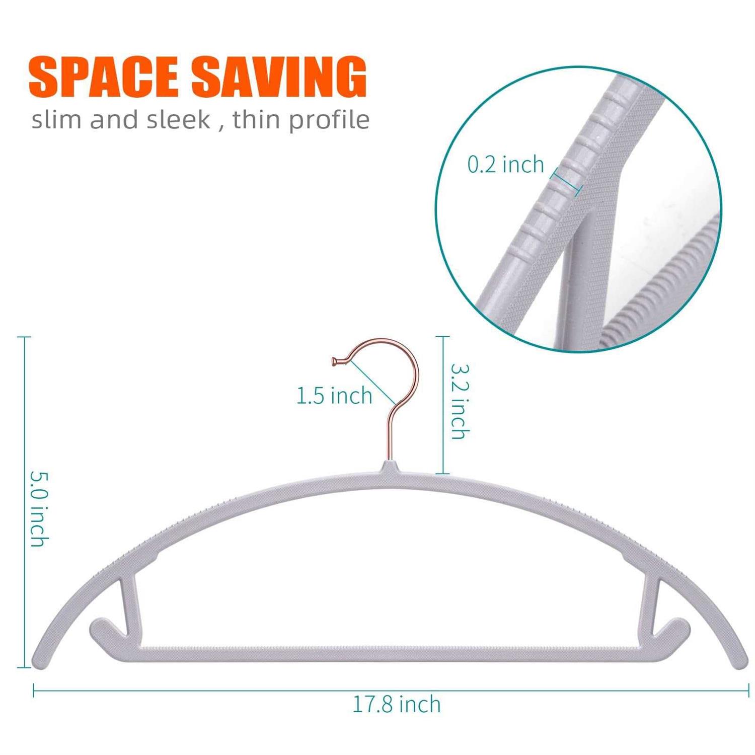 OIKA Hangers 50pack No Shoulder Bump Plastic Suit Hangers Rose Gold Hooks,Non Slip Space Saving Clothes Hangers - Image 2