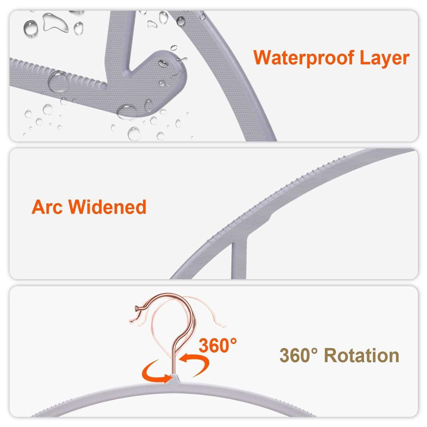 OIKA Hangers 50pack No Shoulder Bump Plastic Suit Hangers Rose Gold Hooks,Non Slip Space Saving Clothes Hangers - Image 4