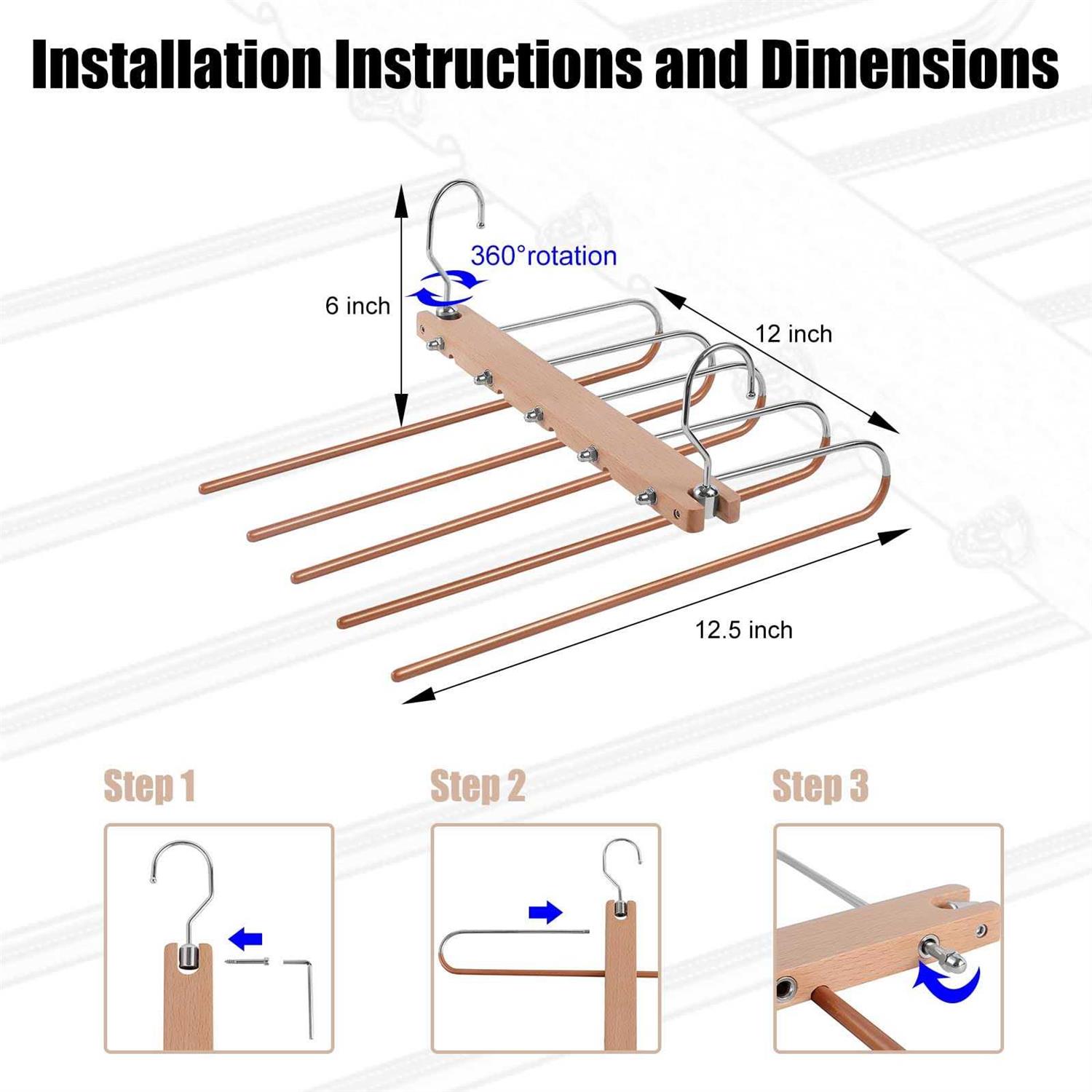 2 Pack Pants Hanger Space Saving Solid Wood Non-Slip Pants Hanger - Image 3