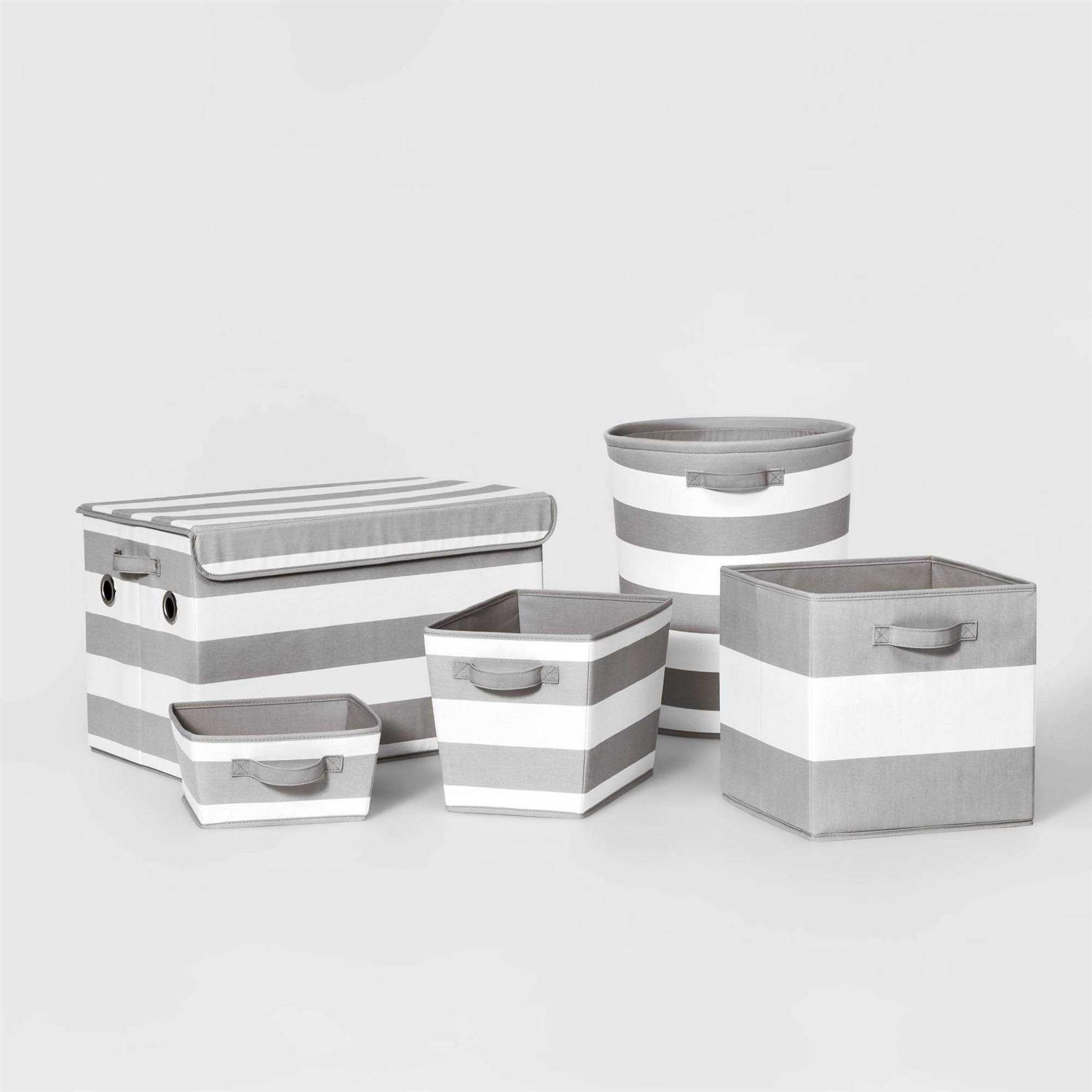 Pillowfort Large Canvas Striped Kids’ Bin Navy - Image 3