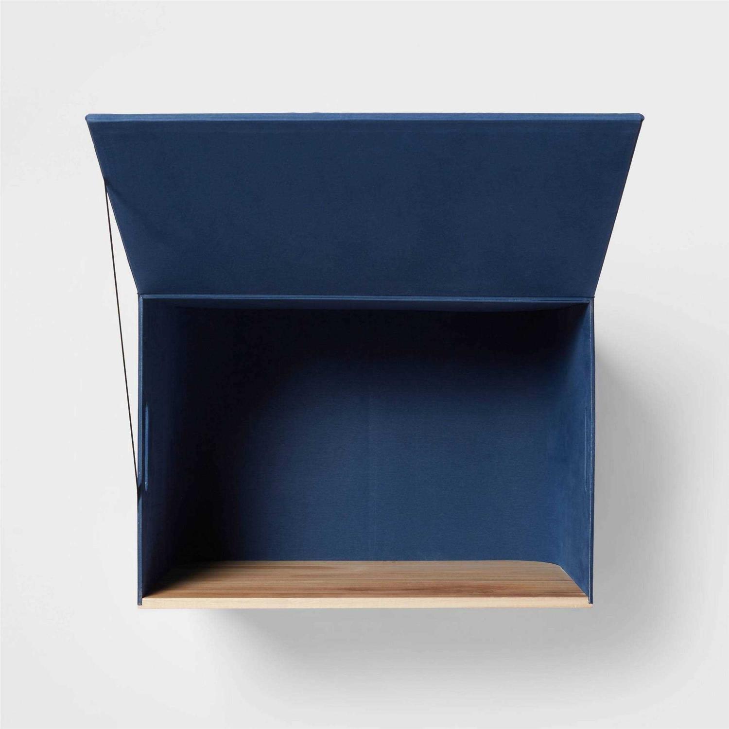 Pillowfort Natural Wood Rectangular Storage with Lid Navy - Image 3