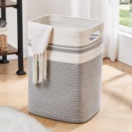 OIAHOMY Laundry Basket Laundry Hamper,Tall Cotton Storage Basket with Handles,Collapsible