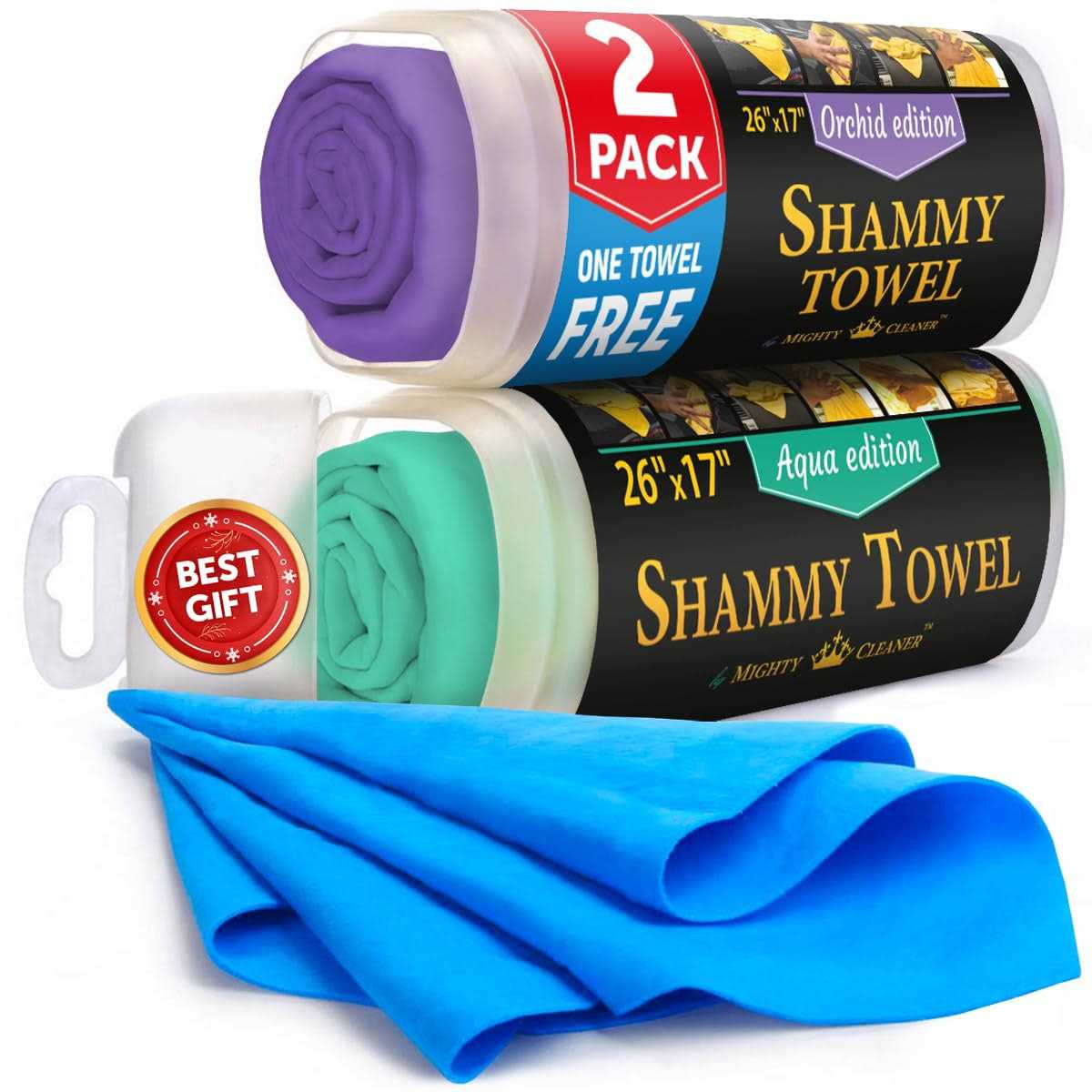 Premium Chamois Cloth for Car Drying 26×17 Super Absorbent Reusable Shammy Towel for Car + Storage Tube